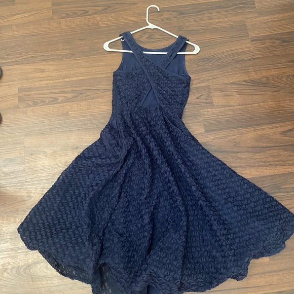 *USED Nicole Hiller Navy Dress patterned midi dress SIZE 2 - Picture 4 of 6